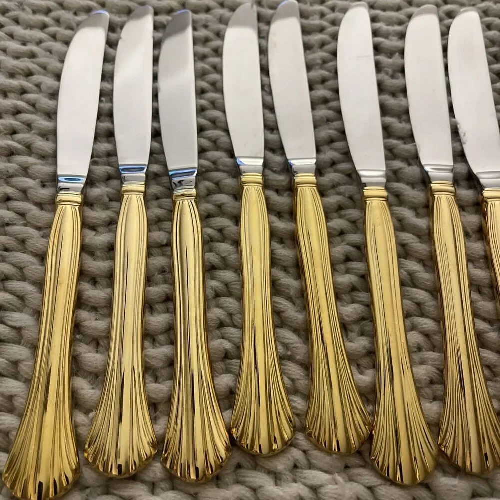Cambridge Stainless Steel Gold Tracy Twelve Dinner Knives 12 New Set